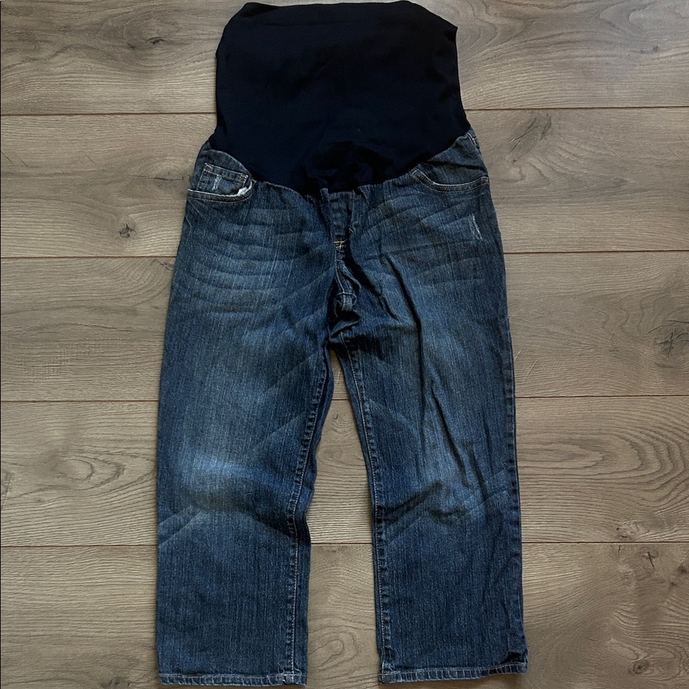 Liz Lange Maternity Dark Blue Cropped Jeans Over The Belly Size 4